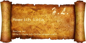 Hemrich Lola névjegykártya